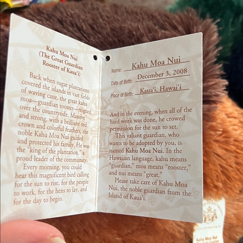 Hawaiian Souvenir Collectibles Passport Kahu Moa Nui 13' Plush Guardian Rooster - Picture 8 of 9